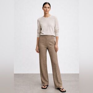 Express Editor Wool Blend Trouser Pants Beige Size 8 Tweed Flare Career Office